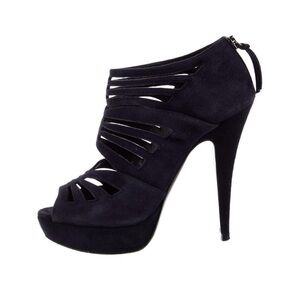 Miu Miu Blue Suede Cutout Platform Stiletto Bootie